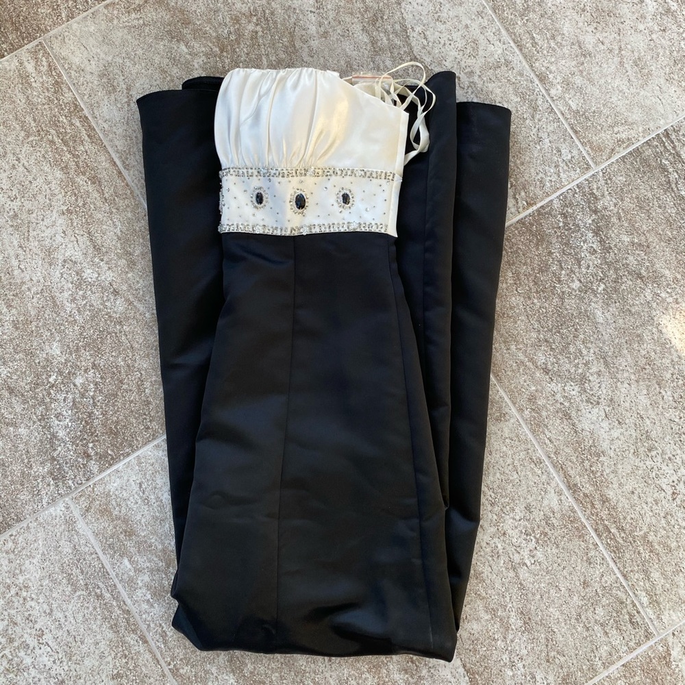 Black and white evening gown